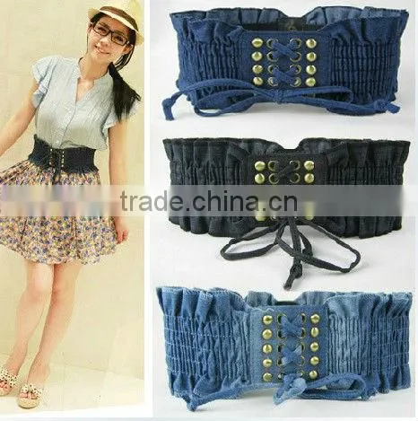 2013 Fashion wide jeans fabric elastic belt