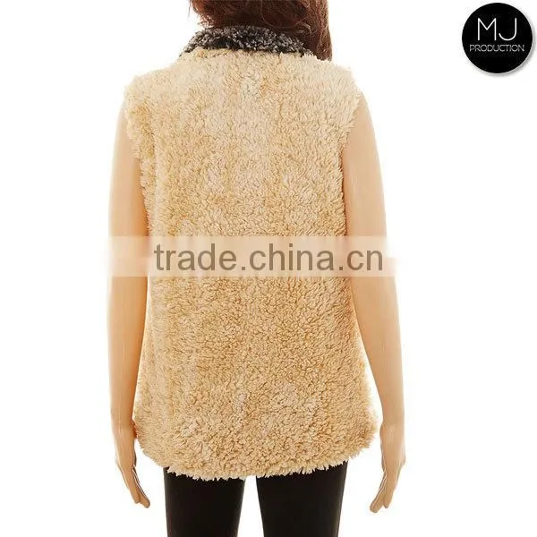 Wholesale Frosted Tip Heathered Zip Sherpa Woman Vest