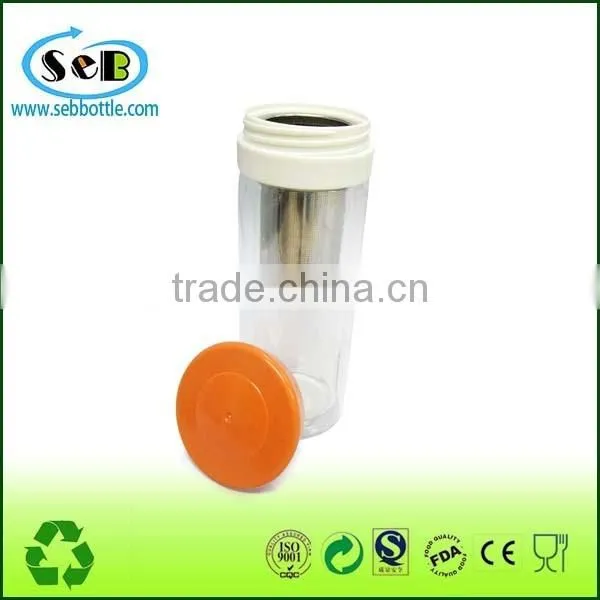 Wholesale BPA Free Heat-Resistant Sports glass water bottle with silicone sleeve tea infuser