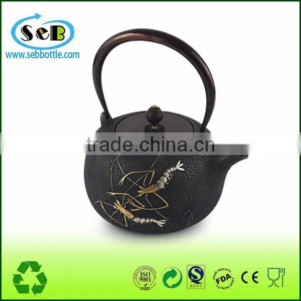 Koodee Cast Iron teapot with embossed decor for wholesale/direct factory