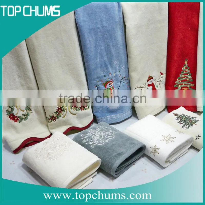 Wholesale Embroidered cotton Christmas softtextile hand towel terry
