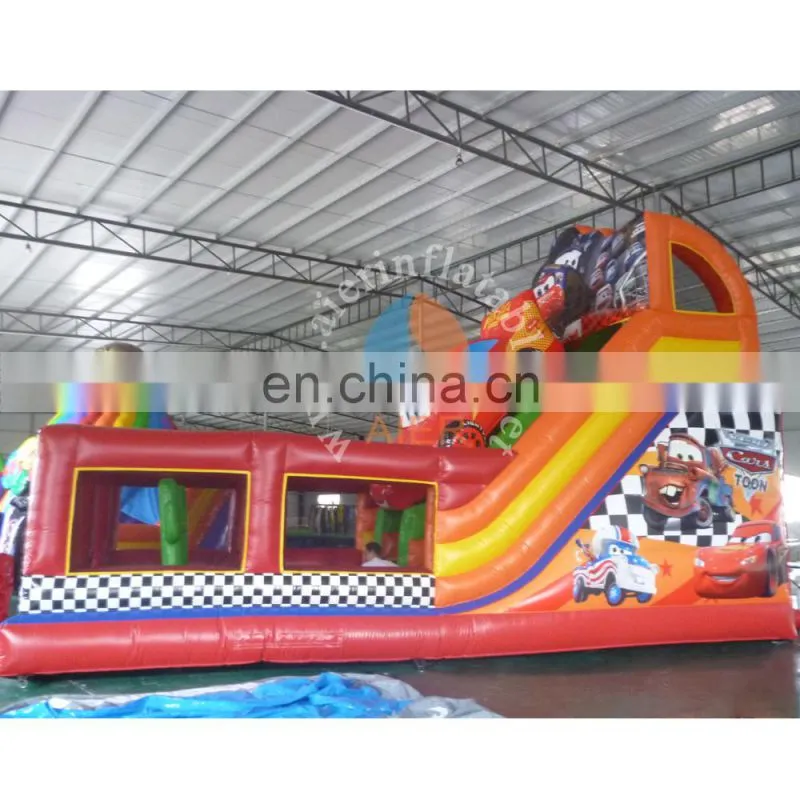 2017 new giant inflatable slide/ inflatable dry slide with castle / red car slide for adult