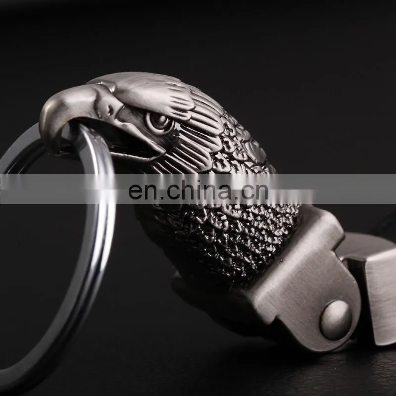 Luxurious Goshawk Head Leather Keychain, Custom Logo Leather Keychain