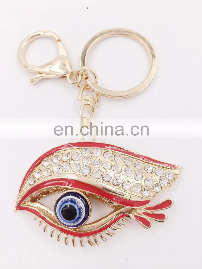 Hot Sale Personalized Metal Crystal Evil Eye Key Ring Car Keychain Pendant Key Chain