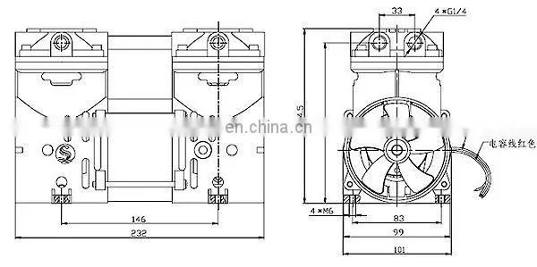 Oil-free Rocking Piston Air Compressor Vacuum Pump Head