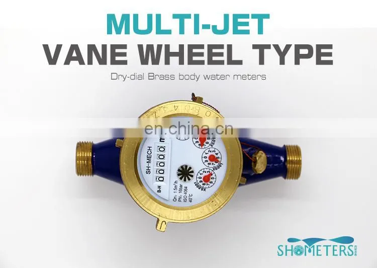 Mini types water meters of brass