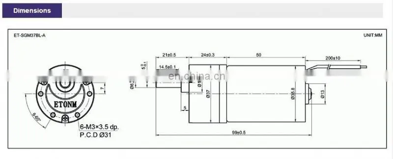 Mini Brushless Reversible bldc Dc Worm Gearing ET-SGM37BL-A Small Brushless Dc Motor