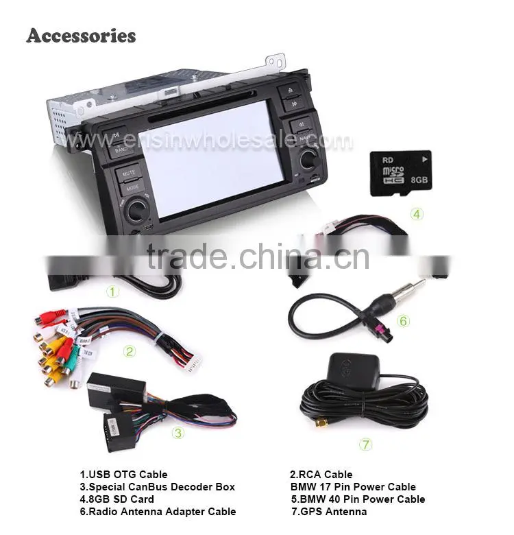 Erisin ES2246B 2 Din 7 inch Car Audio with GPS 3G WiFi Bluetooth for E46 M3