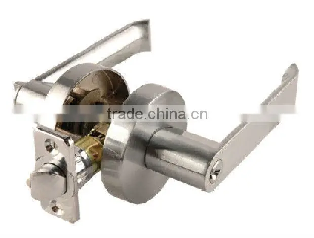 6931SN-ET:Trust Heavy-duty North American Tubular Lever Door Handle Lock with Brass cylinder