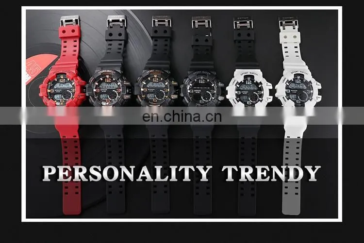 SANDA 387 Latest waterproof silicone bracelet sport wrist watches digital military watch