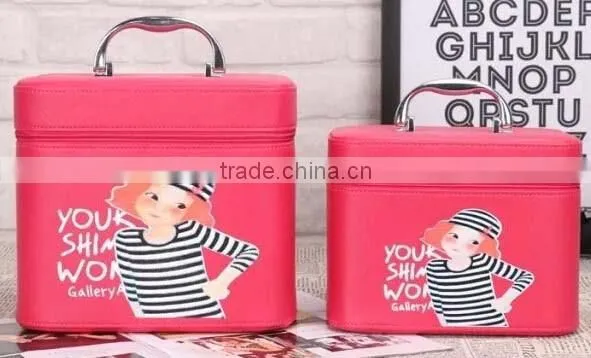 Pink hard Shell Leather Makeup vanity storage case,Beauty Cosmetic carrying case