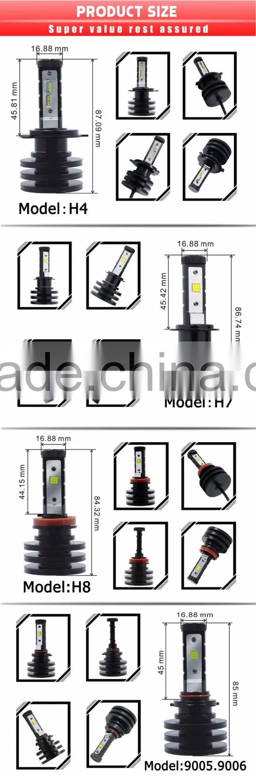 9007 high power Philipschip Auto headbulb 9005 highpower Canbus kit h7 h8 h11 h16 hb3 hb4 9004 9007 h13 car LED bulb