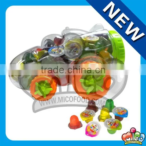 assorted mini fruit jelly in Ferrari car