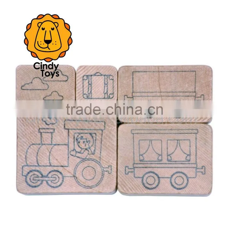 Wooden Rubber Stamps Birthday Train 5 pcs for kids