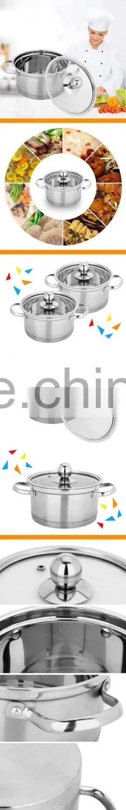 stainless steel 201 thin handles induction korean mini cooking pot cookware set