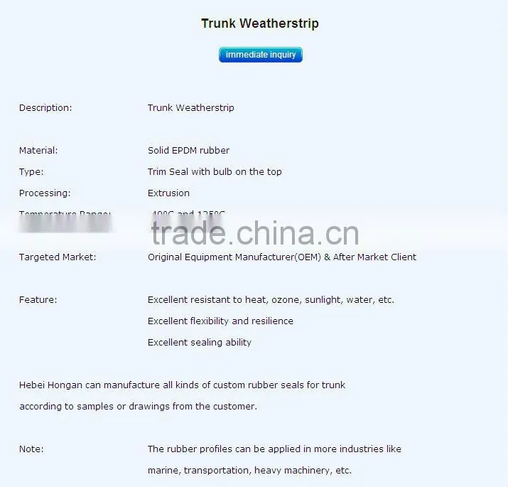 different types of Car Weather Strips/Rubber Seals/Door Seals/Trim Seals