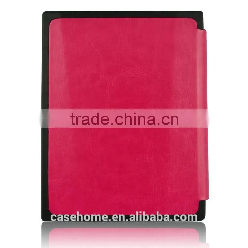 Smart side open style leather case cover for Kobo aura 6" ereader