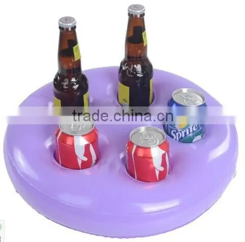 Eco-friendly pvc inflatable floating drink holder for five bottles