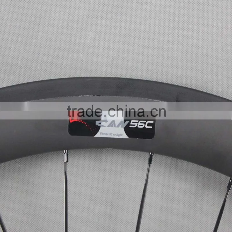 700c ican carbon fiber bike wheels 56mm clincher road bicycle wheel with glossy logos W56C