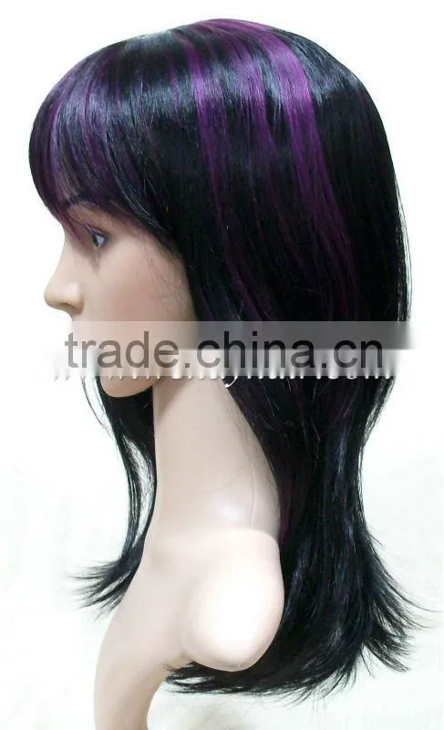 Long natural straight wigs with bans black