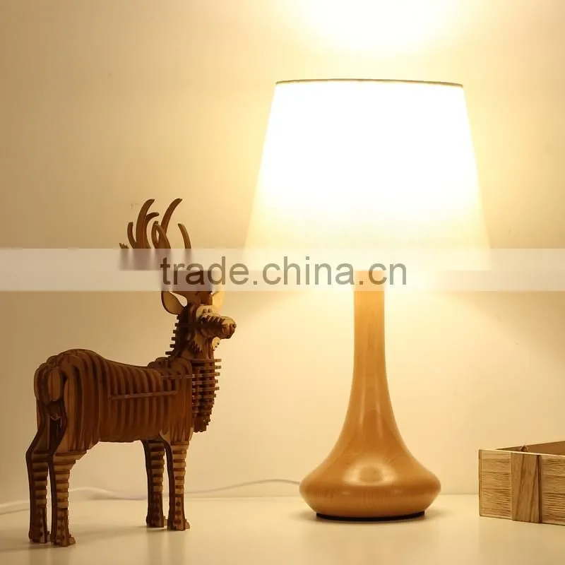 LED Wood table lamp JK-879-18 LED Wood table Light white round lampshade wooden table lamp