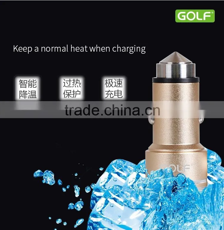 GOLF original GF-C06 Bullet series metal matt car charger 2.1A/1A Dual USB Fast charging car charger for universal device