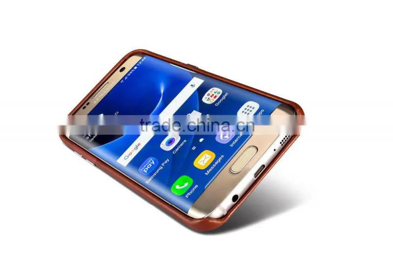Original Icarer Vintage Series High Quality Real Leather Rubber Back Case for Samsung S7 edge MT-5682
