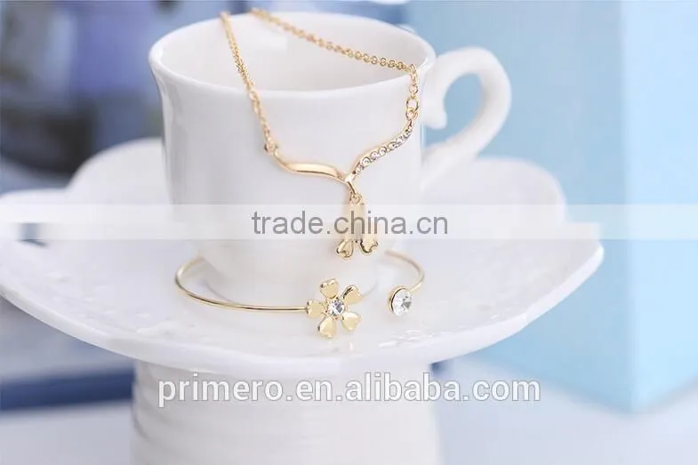 Summer Wedding Jewelry Sets Korea Simple Flower Earring Necklace Bangle For Woman