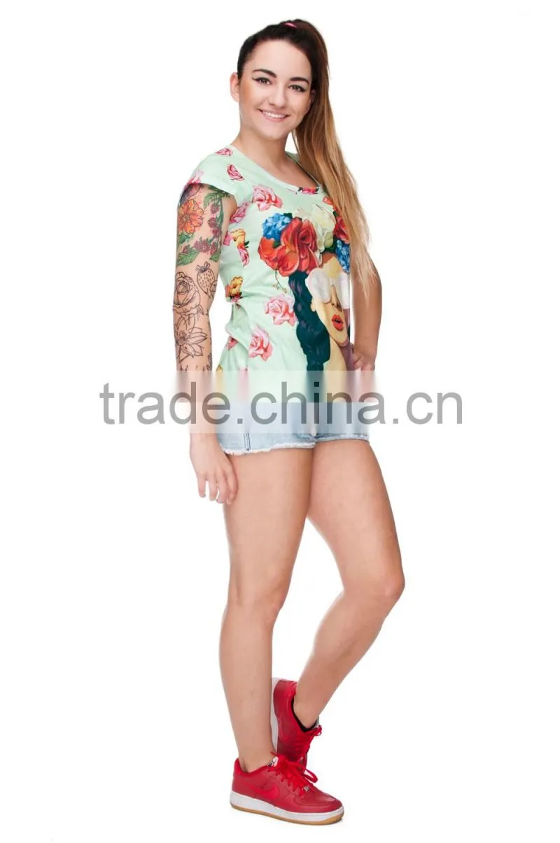 Brand New Custom 3D Printing Hipster Girl Fabric Rock T-shirt
