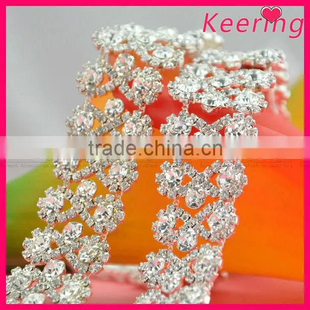 wholesale bling bling crystal bow-knot shape rhinestone cup chain for dress WRC-227