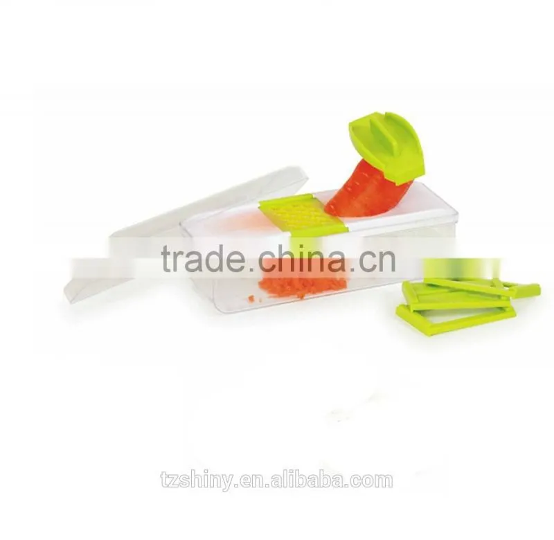 Multi-Blade Plastic Vegetable Grater with Container Kitchen Box Grater with Interchangeable Stainless Steel blade