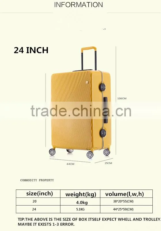 Simple fashion aluminum frame travel business luggage
