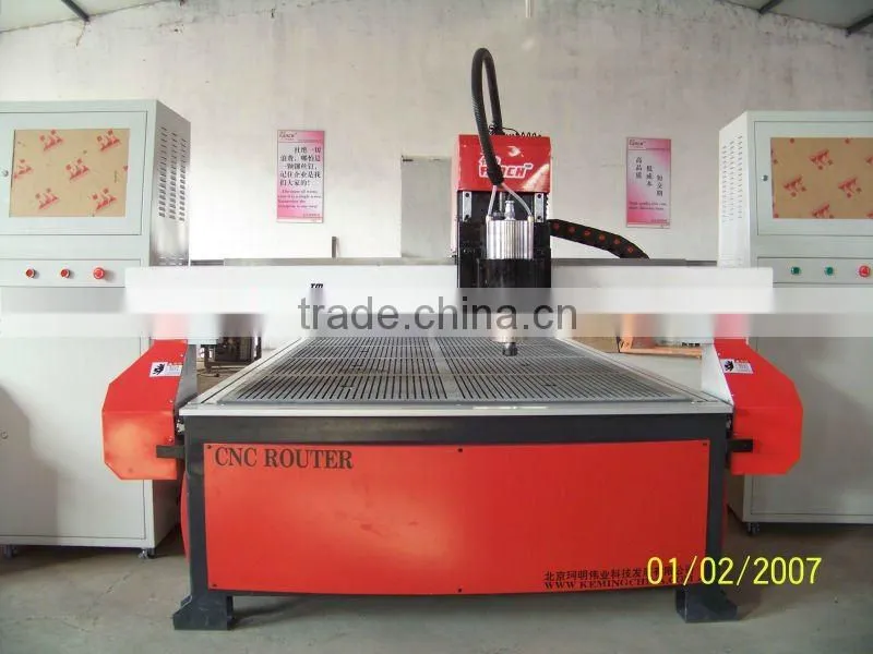 cheap cnc advertising router/2.2kw spindles/Stepper motors /Ncstudio control system/square rail /T-slot table with PVC/Cast part