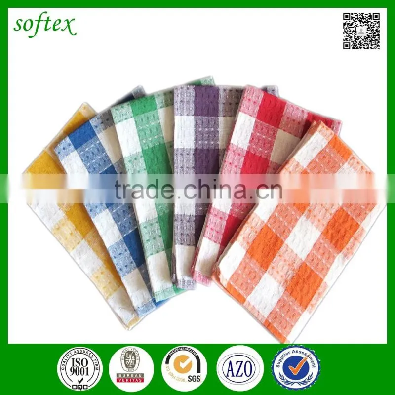 China supplier cheap jacquard kitchen towel cotton check waffle