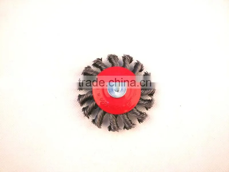 twist knot tapered brushes with shank, diameter 75mm or 3"