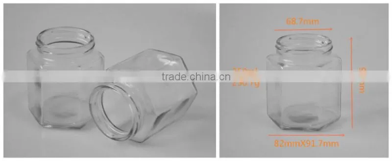 350ml Tableware Manufacturer large Hexagonal glass storage jars