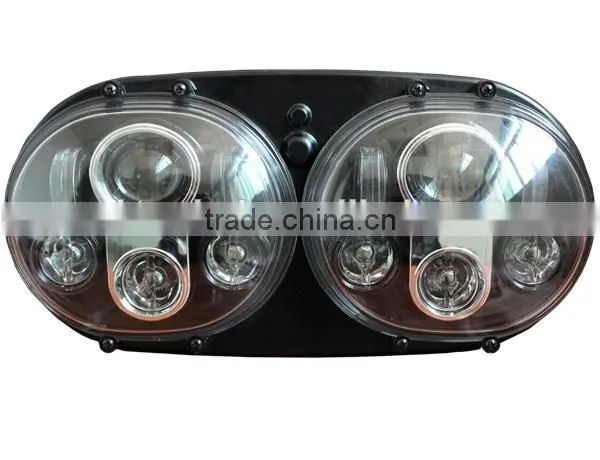 Black Twin Headlight Dual Lamp For Harley Davidson Road Glide Custom Fits Harley Road Glide