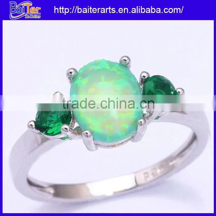 Hot !Custom 925 Sterling Silver Bridal Set Opal Engagement Rings