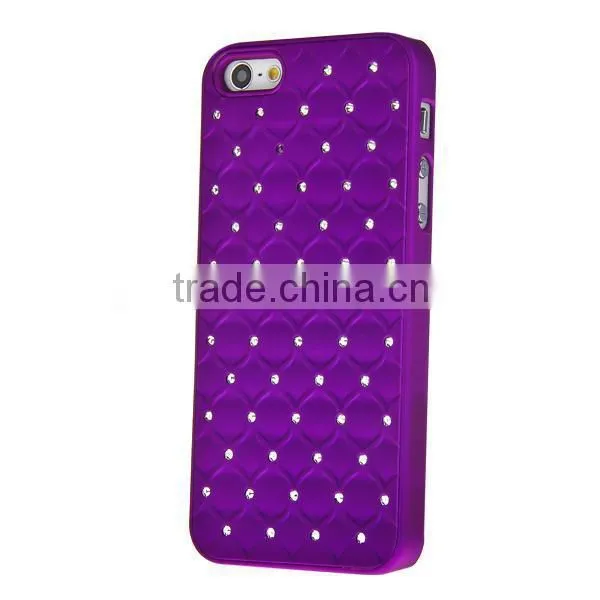 Set Screen Protector Stylus And Case For Iphone 5 , Hard Sky Blue Bling Diamond Plastic Mobile Phone Shell