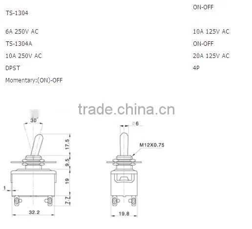 4 pin on off toggle switch