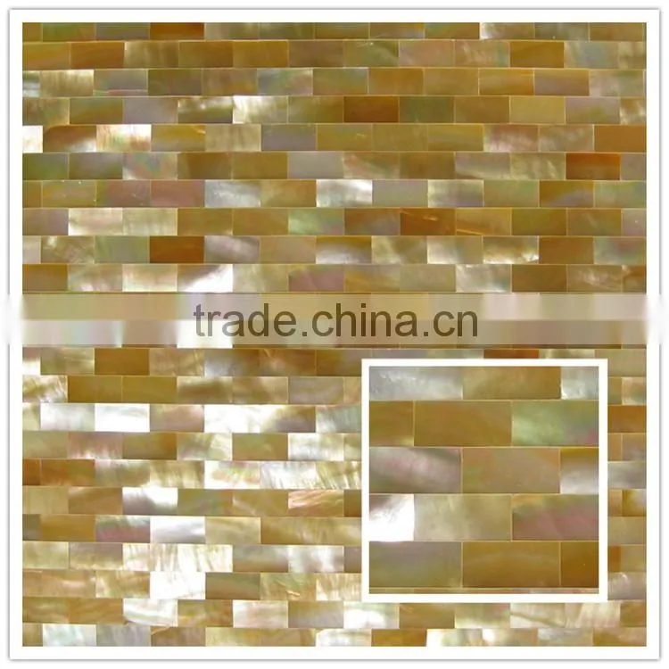 promotion crackle triangle yellowlip seashell mosaic tile MOP wall decorate