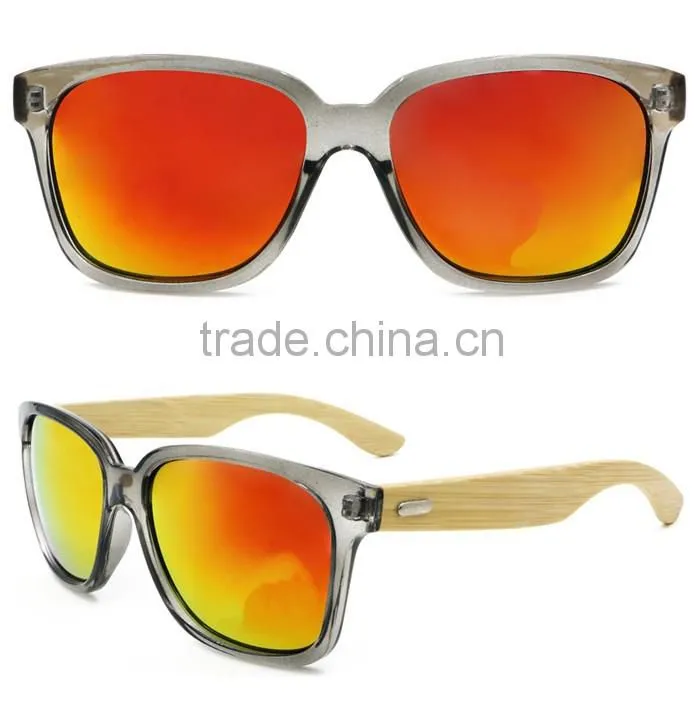 Plastic classic sunglasses wooden arms trendy glasses