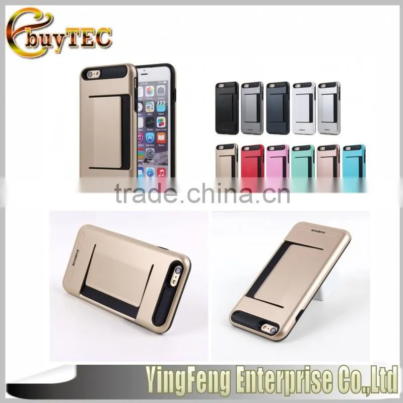 DAMDA Card Clip style mobile accessories for iphone 6 s ,dual layer shock proof phone case