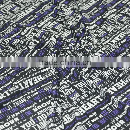 Customize Letter Print 4 Way Stretch Fashion Design Nylon Lycra Sportswear Fabrics