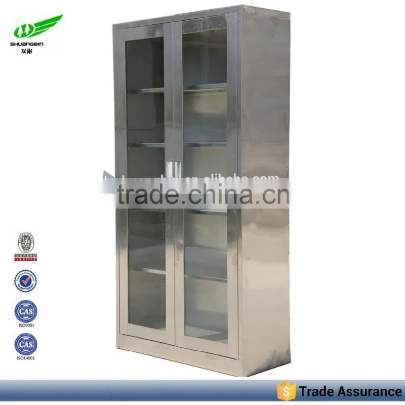 school lab equipment stainless steel glass door laboratory cabinet