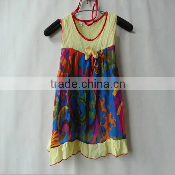 2015 newest style fashion 100% pure minion silk dress for children