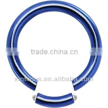 12 Gauge Blue Anodized Titanium Segment Ring_ BCR _Body JewelryD Rainbow
