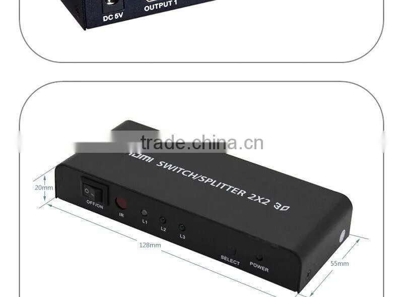 Vision high speed gold plated 1080p 2x2 HDMI switch splitter