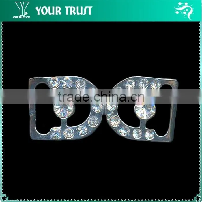 1.5MM 3MM Clear Cystal Rhinestone Flower Connector Rhodium Metal Belt Buckles
