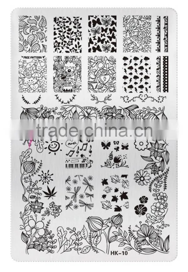 New style HK 02 flower and arrows design nail art stainless plate